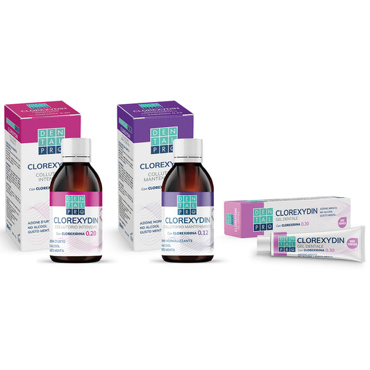 Kit DentalPro Clorexydin  - Collutorio 0,20% + Collutorio 0,12% + Gel dentale 0,30%